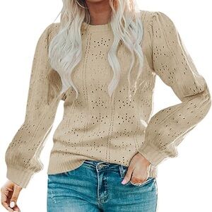 romantic sweater sz large puffy sleeve femenine cottage core light weight top